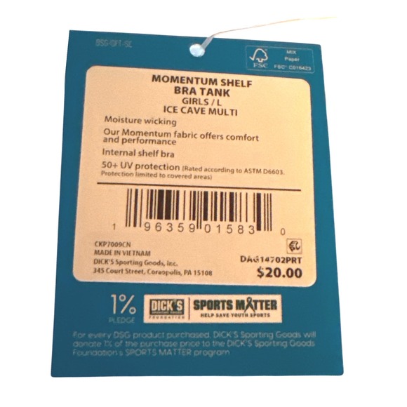 DSG Girls Ice Cave Multi Momentum Shelf Bra Tank Top size L NWT - Picture 3 of 3